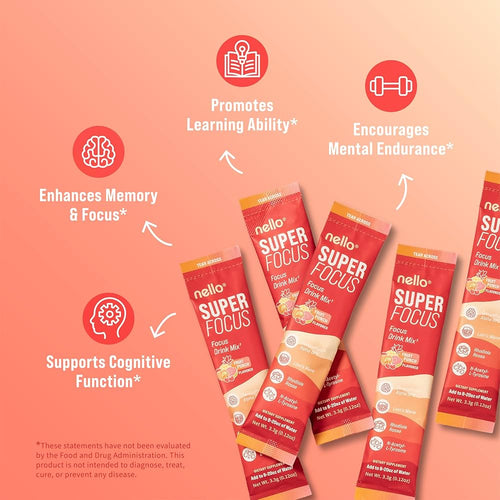 Nello Superfocus Focus Drink Mix – Fruit Punch | Sugar-Free On-The-Go Packets